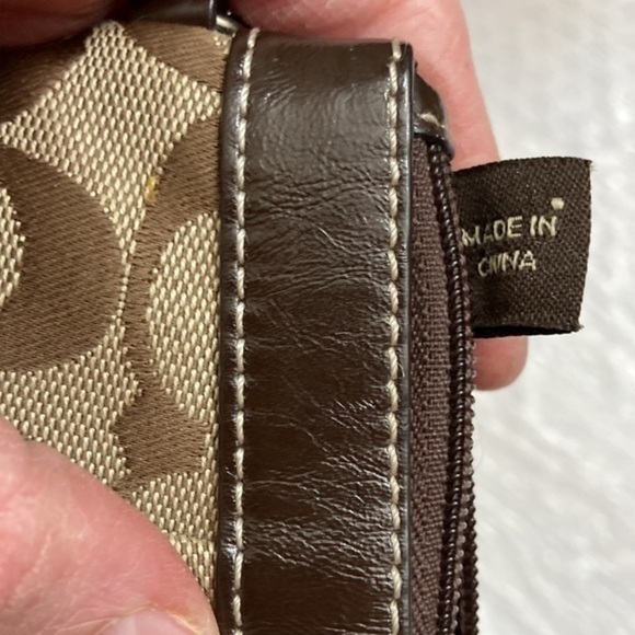Coach brown khaki signature c wristlet